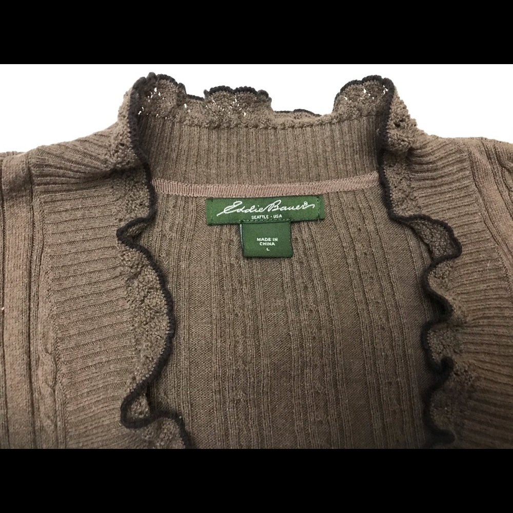 Eddie Bauer Sweater Ribbed Coiled Rope Knit Ruffle - Picture 4 of 9